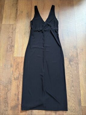 Necessary Objects Black Midi V-Neck Dress